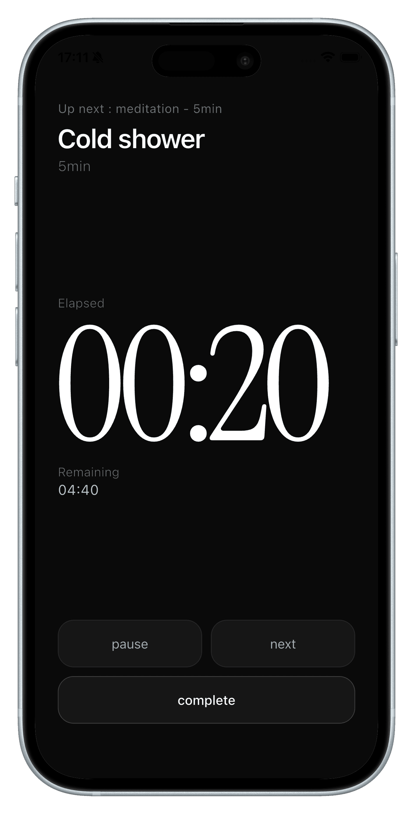 Aurora routine timer screen